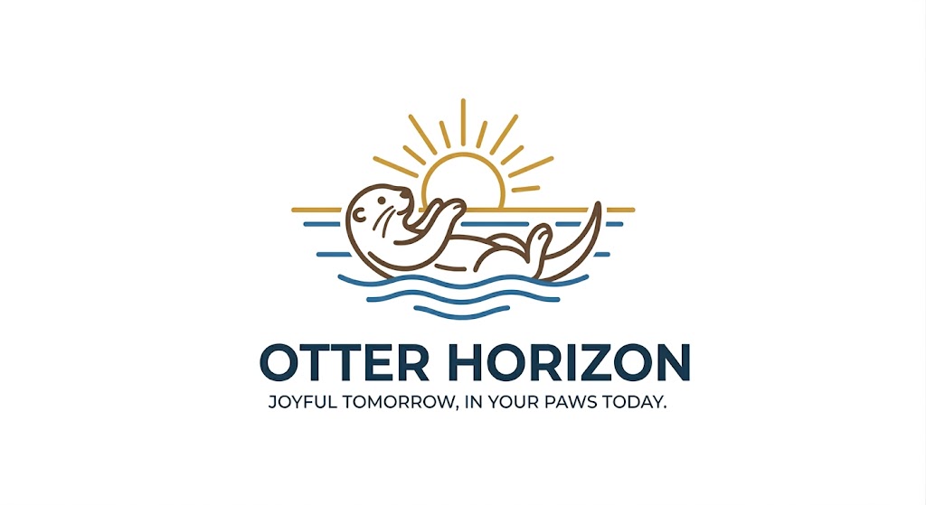 Logo Otter Horizon – vydra plující na zádech se sluncem v tlapkách. Joyful tomorrow, in your paws today.